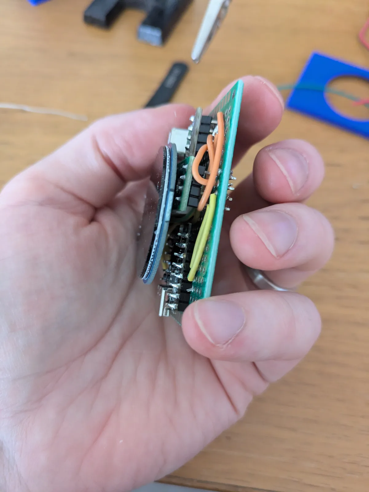 Side view of the display and board stack.