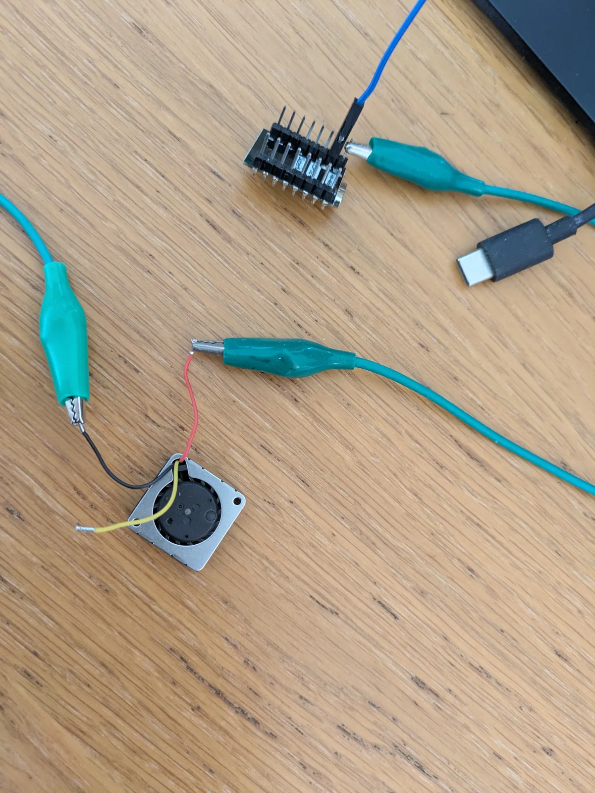 USB power and blower test wiring.