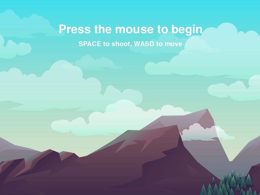 Start screen of a scrolling space game